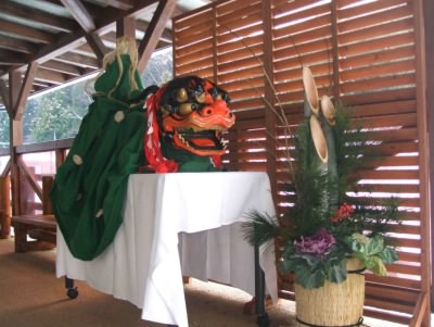 獅子頭を飾った様子